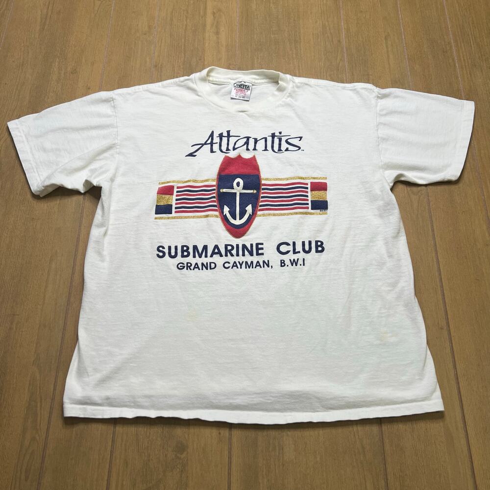 Vintage Atlantis Submarine Club Grand Cayman,‎ B.W.I. graphic t-shirt Sz XL
